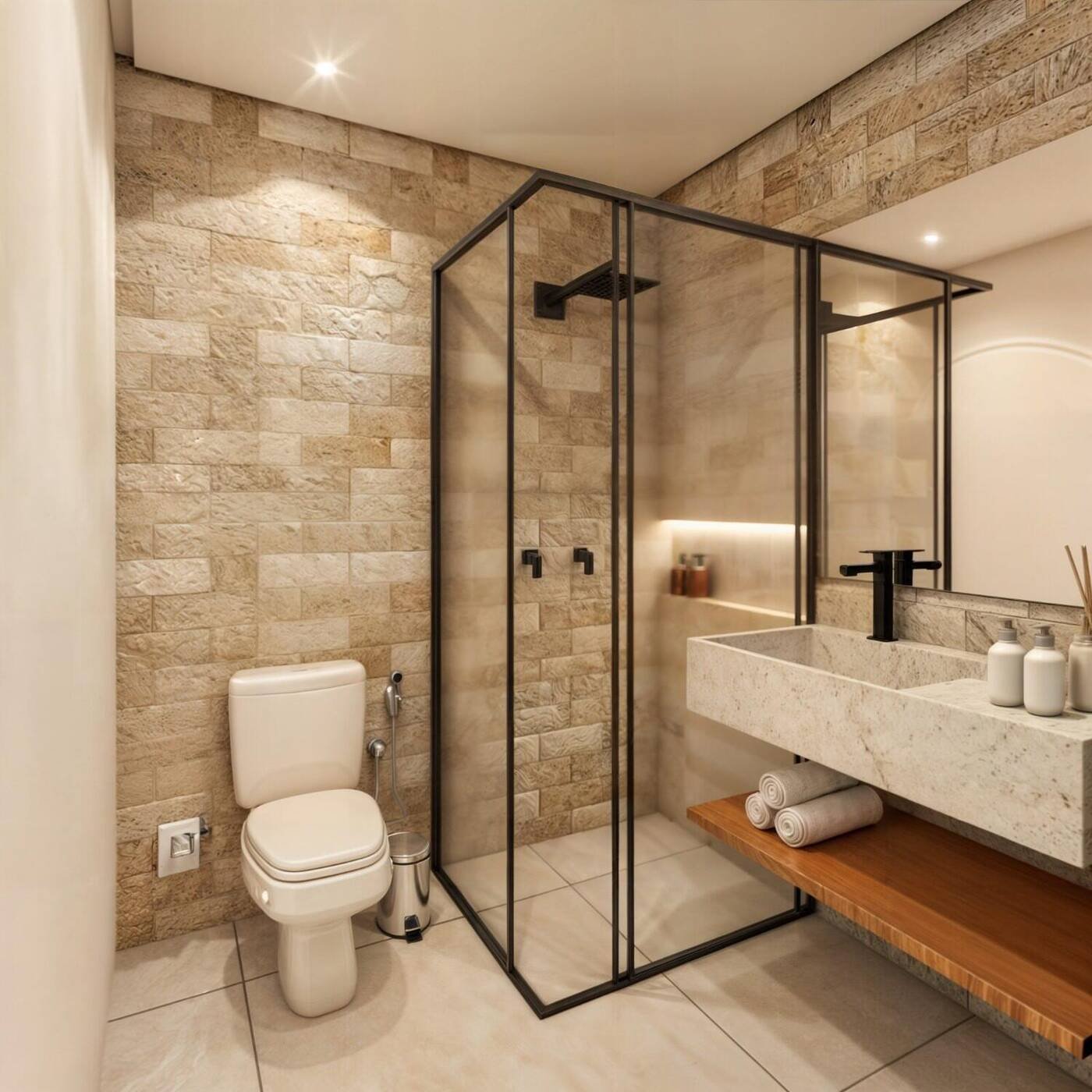 Banheiro Suíte — Estilo Spa — Casa M|P, Porto Feliz, SP — ML Arquitetos Associados